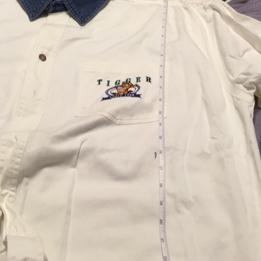 NWT DISNEYSTORE TIGGER LONG SLEEVE COTTON SHIRT. SZ.XL DENIM COLLAR. SHIRT TAIL - Picture 12 of 13